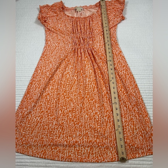 MICHAEL- Michael Kors Orange/White  Print Midi Dress. Size Small. - Picture 7 of 9